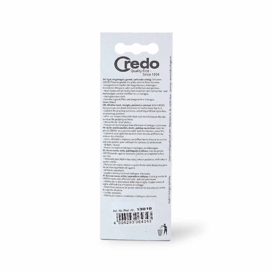 Credo Solingen Straight Tweezer, Nickel‐plated (013010)