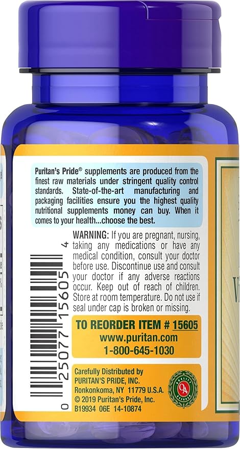 Puritan’s Pride Vitamin D₃ 1000 Iu Tablets, 100’s