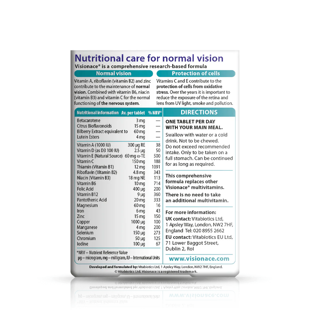 Vitabiotics Visionace Antioxidant Formula, 30 Caps