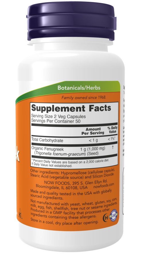 Now Fenugreek 500 Mg 100 Veg Capsules