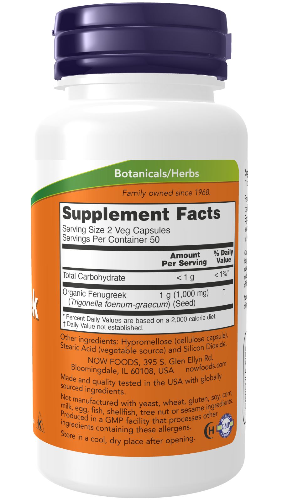 Now Fenugreek 500 Mg 100 Veg Capsules