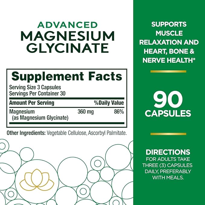 Nature’s Bounty Advanced Magnesium Glycinate, 60 Capsules (nb-01255)