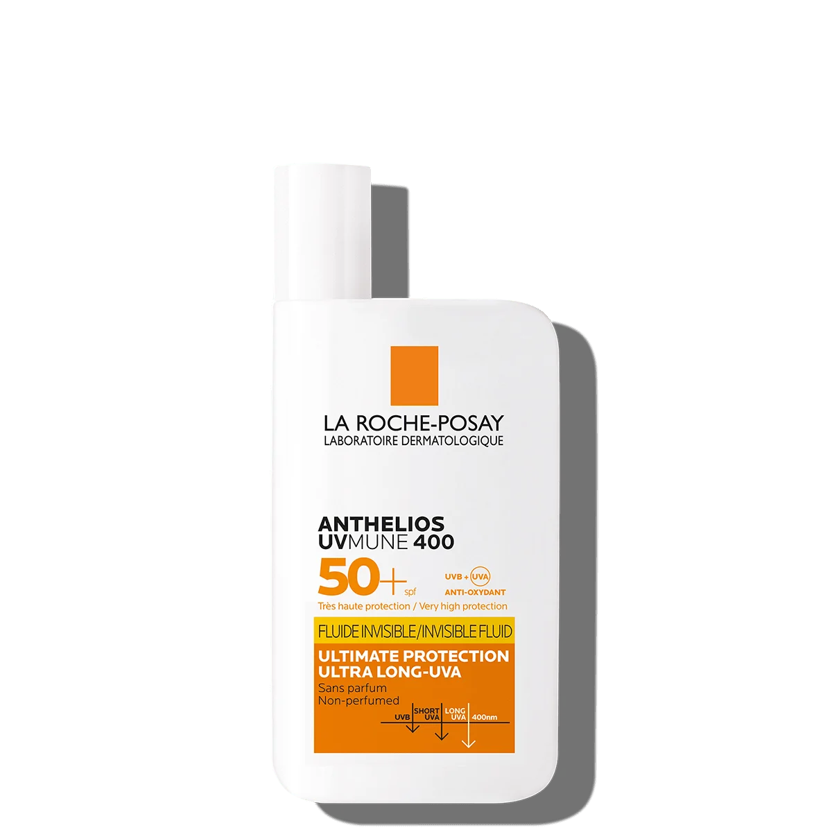 La Roche-Posay Anthelios UVMune 400 Invisible Fluid SPF50+ 50ml | Advanced Broad Spectrum UVA & UVB Sunscreen for Sensitive Skin