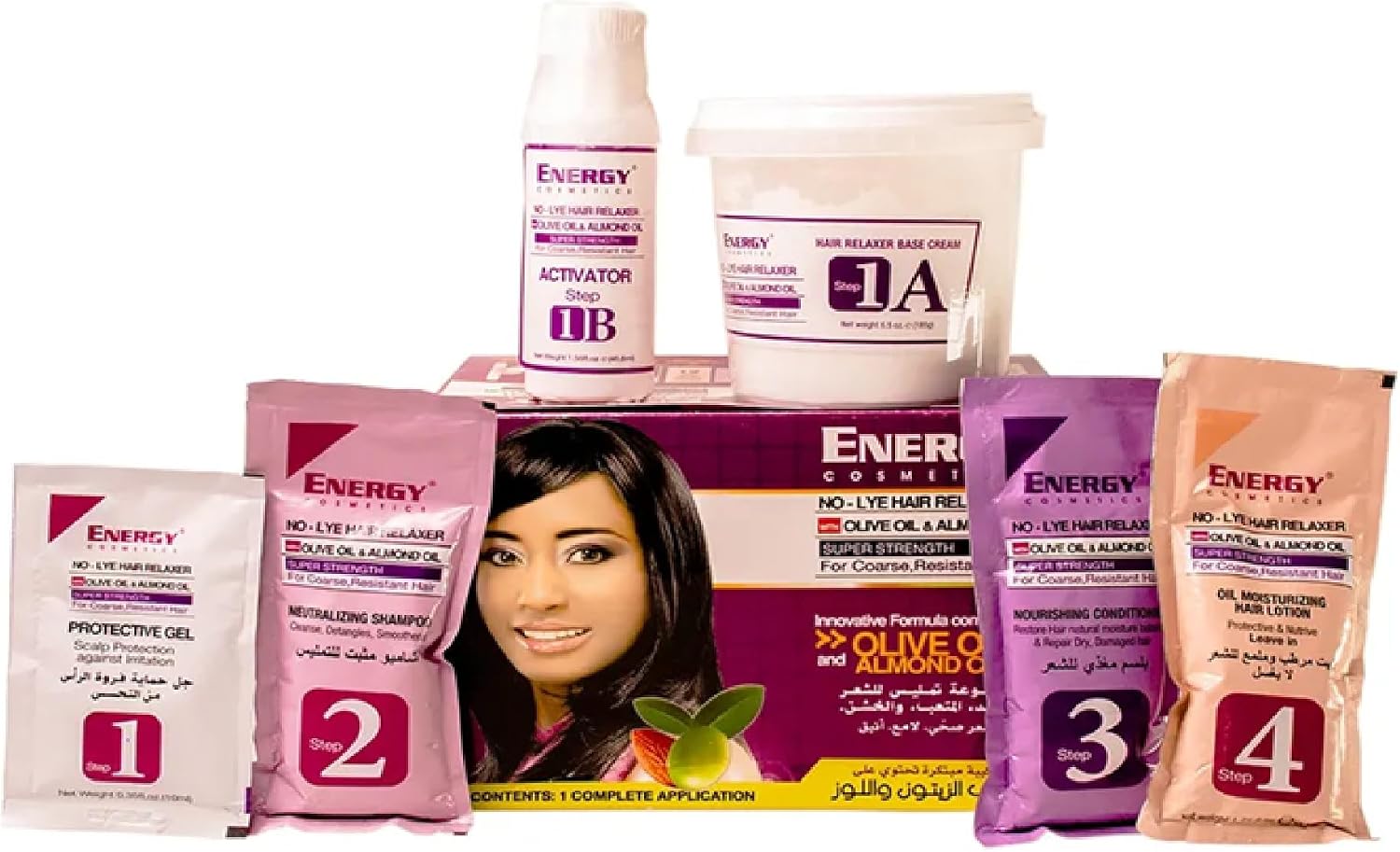 Energy No-lye Hair Relaxer Kit Super For Coarse & Resistant Hair