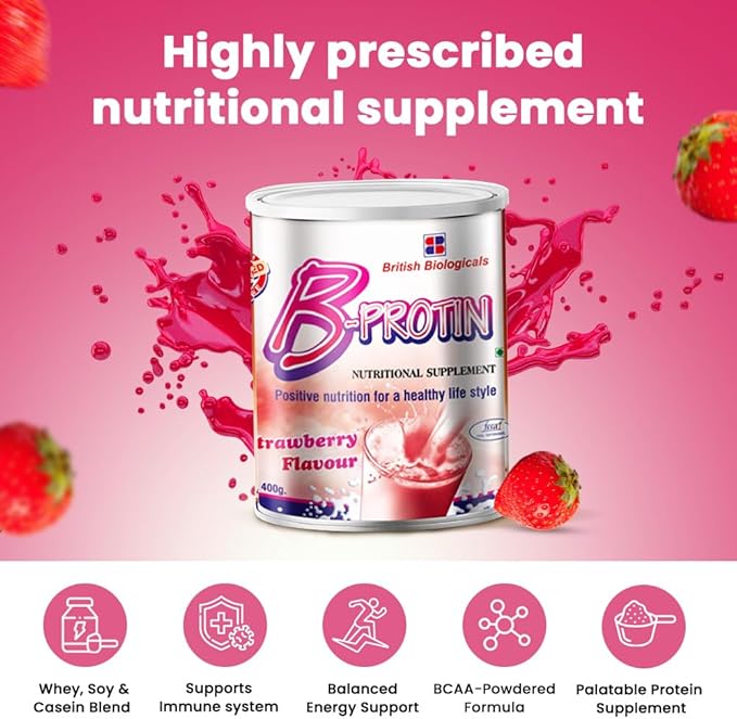 British Beauty B-protin Strawberry Flavour Protein Powder 400 G
