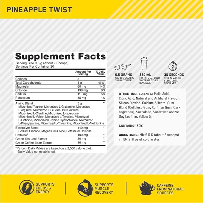 Optimum Nutrition Amino Electrolyte Pineapple 285G